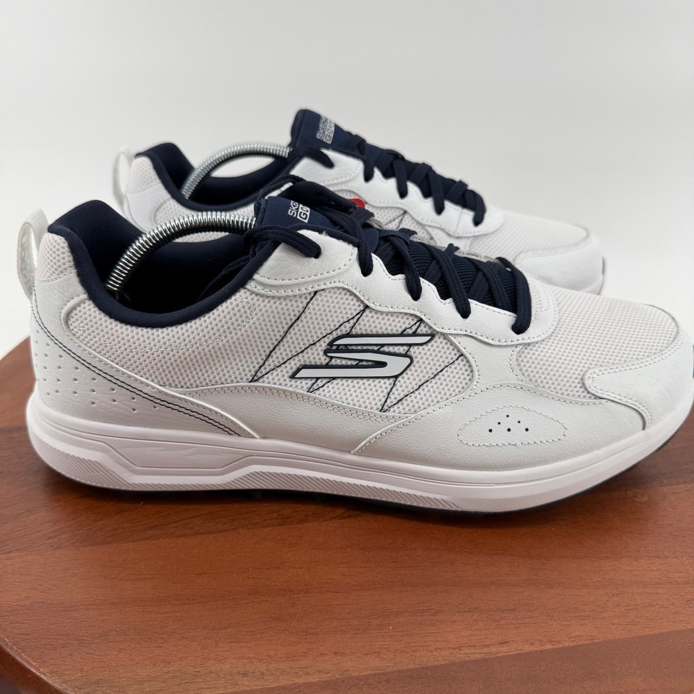 Skechers Go Golf Drive 5 Mens 12 Extra Wide‎ White Navy Leather Shoes 214075WW